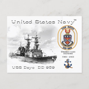 USS DEYO DD-989 DESTROYER -     CARTE POSTALE
