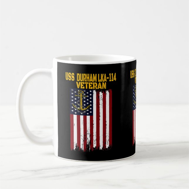 USS Durham LKA-114 Amphibious Cargo Ship Veterans  Coffee Mug (Left)