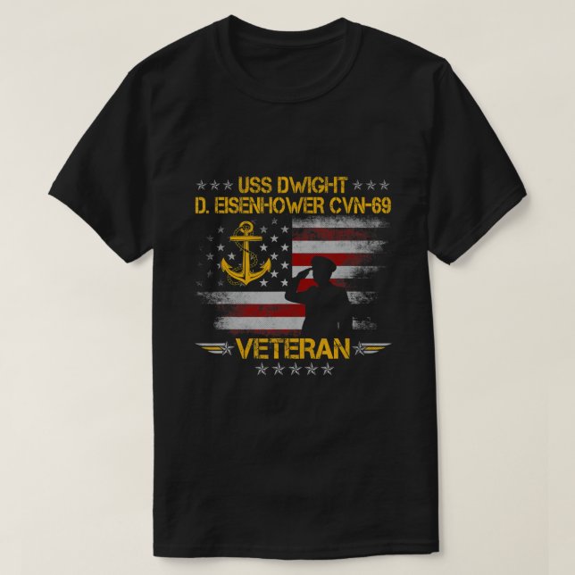 USS Dwight D. Eisenhower CVN-69 Aircraft Carrier V T-Shirt (Design Front)