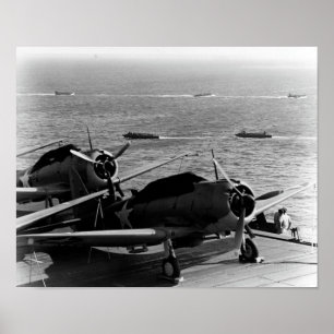 USS Enterprise Preparing For Guadalcanal Invasion  Poster