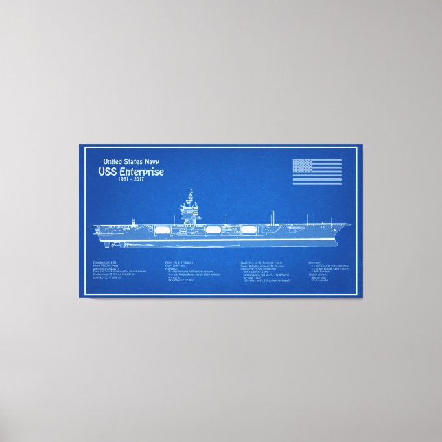 USS Enterprise - Ship Blueprint Plans ABD Canvas Print (Front)