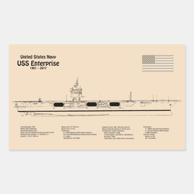 USS Enterprise - Ship Blueprint Plans SD Sticker (Front)