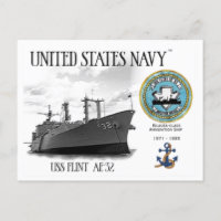 USS FLINT AE-32 AMMUNITION SHIP   -  Postcard