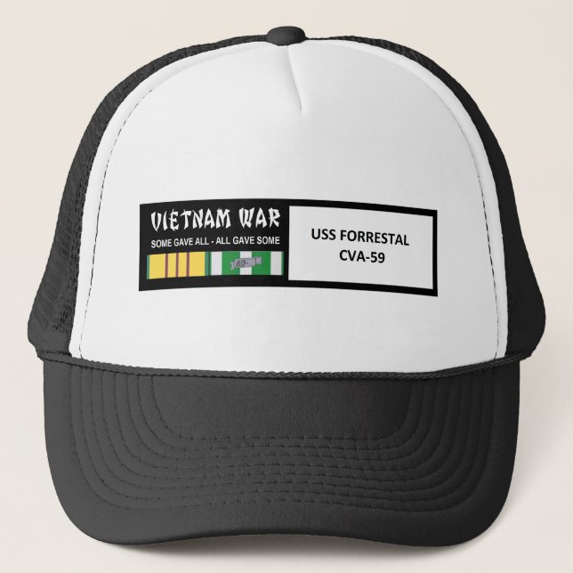 USS FORRESTAL VIETNAM WAR VETERAN TRUCKER HAT (Front)