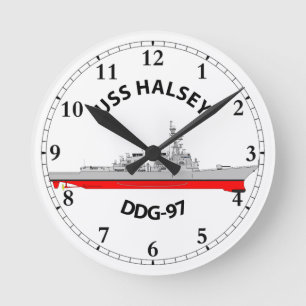 USS HALSEY - DDG-97 - ARLEIGH BURKE   ROUND CLOCK