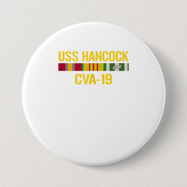 USS Hancock CVA19 Vietnam Veteran 3 Inch Round Button (Front)