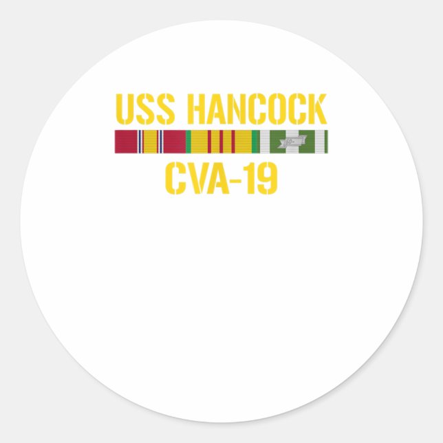 USS Hancock CVA19 Vietnam Veteran Classic Round Sticker (Front)
