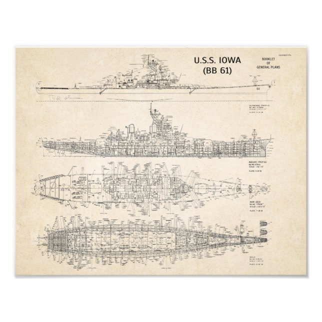 USS Iowa Blueprints Photo Print (Front)