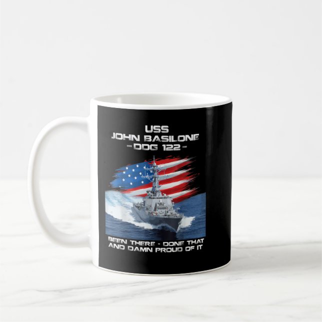 USS John Basilone DDG-122 Destroyer Ship USA Flag  Coffee Mug (Left)