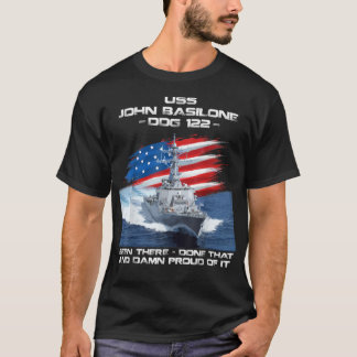 USS John Basilone DDG-122 Destroyer Ship USA Flag  T-Shirt