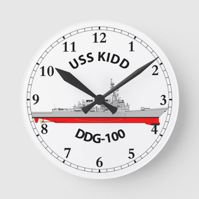 USS KIDD - DDG-100 - ARLEIGH BURKE  ROUND CLOCK (Front)