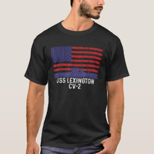 USS Lexington CV 2 Aircraft Carrier Vintage USA Fl T-Shirt