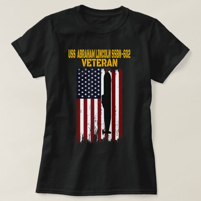 USS Lincoln SSBN-602 Submarine Veterans Day Father T-Shirt (Design Front)