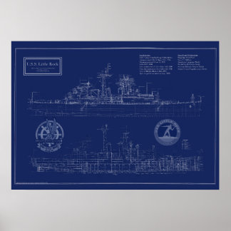 USS Little Rock CLG-4 Cruiser Blueprint Poster