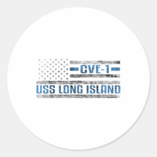 Uss Long Island Wwii Aircraft Carrier Cve-1 Us Arm Classic Round Sticker