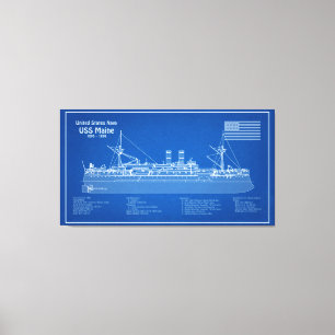 USS Maine - Ship Blueprint Plans ABD Canvas Print