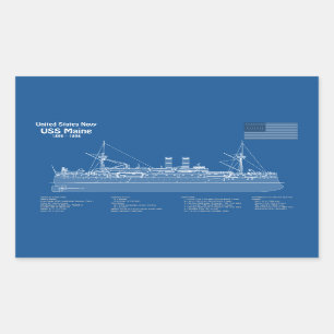 USS Maine - Ship Blueprint Plans ABD Sticker