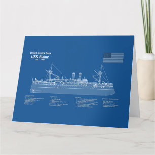 USS Maine - Ship Blueprint Plans ABD Thank You Card