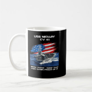 USS Midway CV 41 Aircraft Carrier Veteran USA Flag Coffee Mug