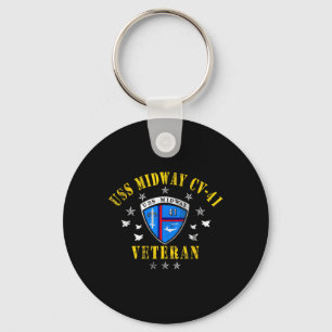 Uss Midway Cv 41 Aircraft Carrier Veteran Usa Flag Keychain