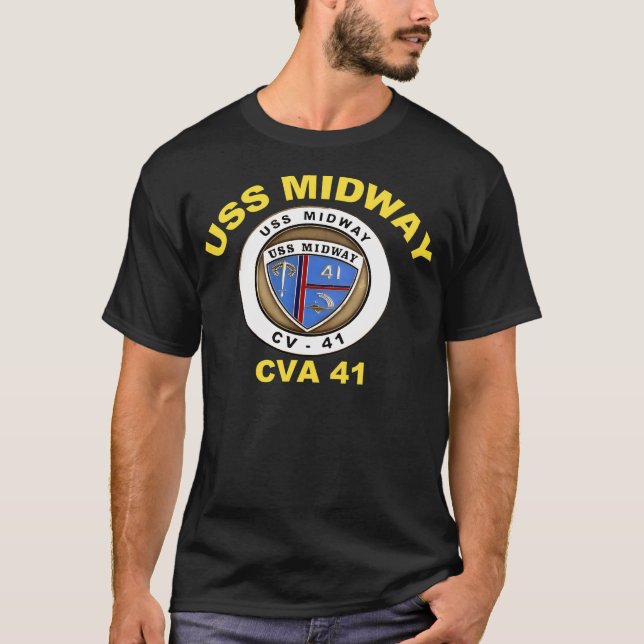 Uss Midway (Cvbcvacv-41) Crest For Dark T-Shirt (Front)