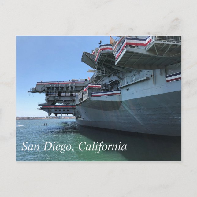 USS Midway in San Diego, California Postcard (Front)