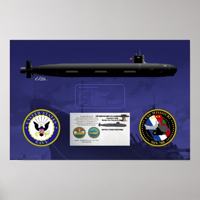 USS Missouri Christening Print (Front)