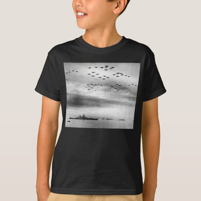USS Missouri Flyover Surrender of Japan T-Shirt (Front)