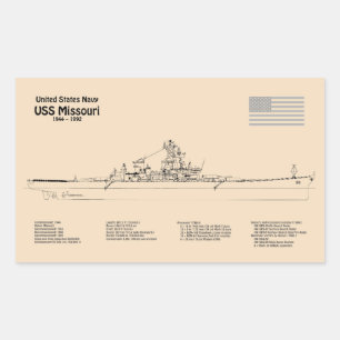 USS Missouri - Ship Blueprint Plans SD Sticker