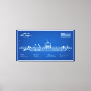 USS Monitor - Ship Blueprint Plans ABD Canvas Print
