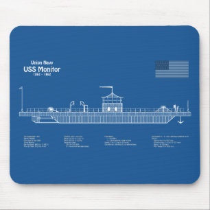 USS Monitor - Ship Blueprint Plans ABD Mouse Pad