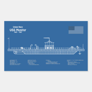 USS Monitor - Ship Blueprint Plans ABD Sticker