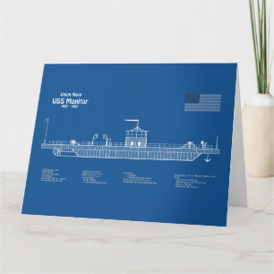 USS Monitor - Ship Blueprint Plans ABD Thank You Card
