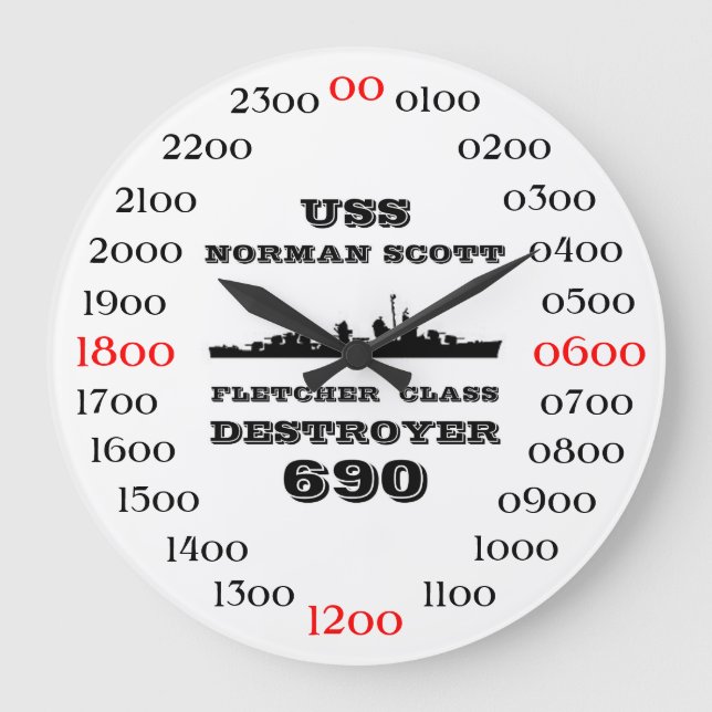 USS NORMAN SCOTT (DD-690) LARGE CLOCK (Front)