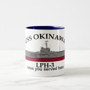 USS Okinawa, LPH-3, customisable dates served Two-Tone Coffee Mug