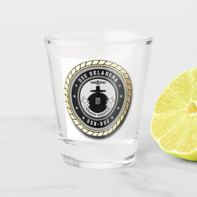USS Oklahoma (SSN-802) Shot Glass (Front)