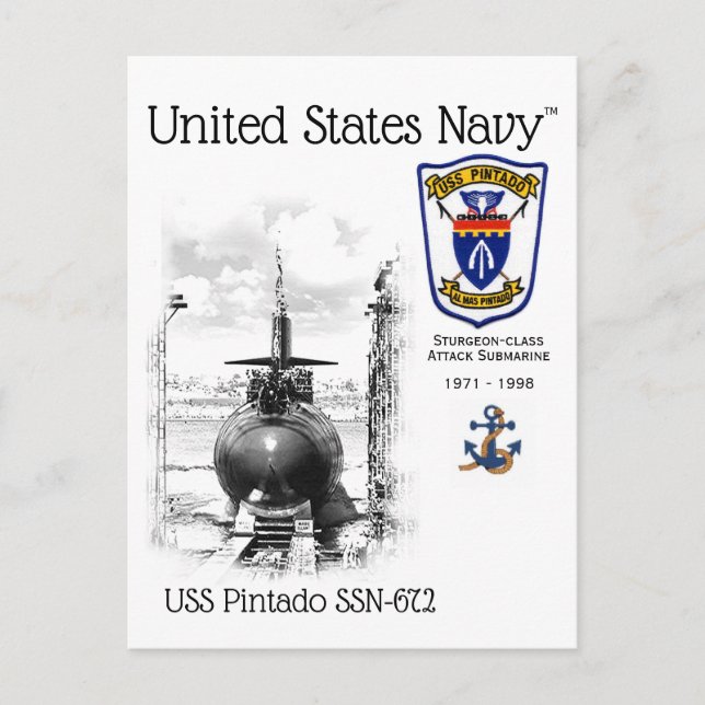 USS PINTADO SSN-672 ATTACK SUBMARINE - CARTE POSTA (Devant)