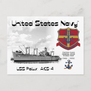 USS POLLUX AKS-4 GENERAL ISSUE STORES SHIP POSTCARD