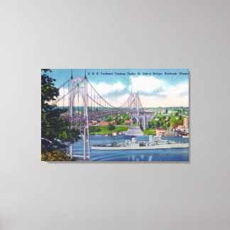 USS Portland Passing Under St. John's Bridge Canvas Print