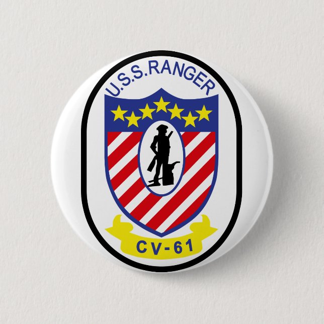 USS Ranger (CV-61) 2 Inch Round Button (Front)