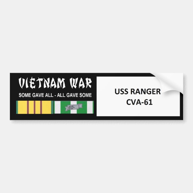 USS RANGER VIETNAM WAR VETERAN BUMPER STICKER (Front)