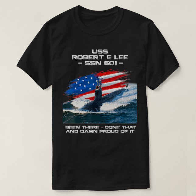 USS Robert E Lee SSN601 American Flag Submarine Ve T-Shirt (Design Front)