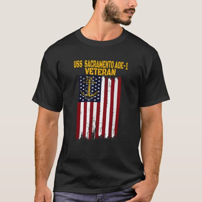 USS Sacramento AOE 1 Fast Combat Support Ship Vete T-Shirt (Front)