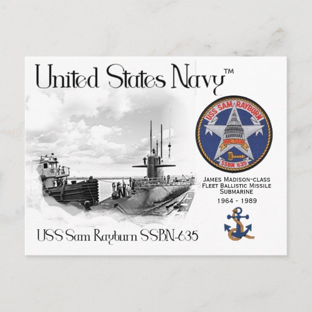 USS SAM RAYBURN SSBN-635 SUBMARINE     - POSTCARD (Front)