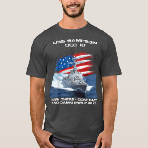 USS Sampson DDG10 Destroyer Ship USA Flag Veteran  T-Shirt
