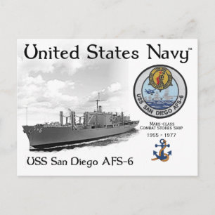 USS SAN DIEGO AFS-6 COMBAT STORES SHIP POSTCARD