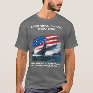 USS Sea Devil SSN-664 American Flag Submarine Vete T-Shirt