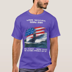 USS Shark SSN591 American Flag Submarine Veteran X T-Shirt