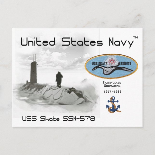 USS SKATE SSN-578 SUBMARINE     - POSTCARD (Front)