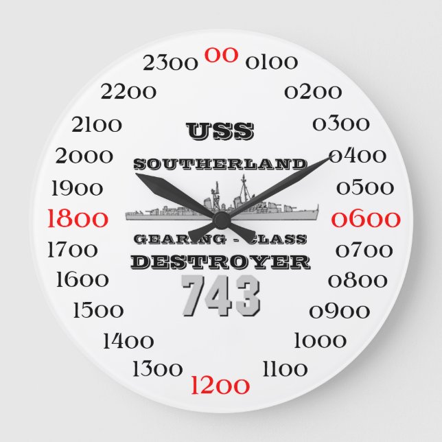 USS Southerland (DD / DDR 743) Large Clock (Front)